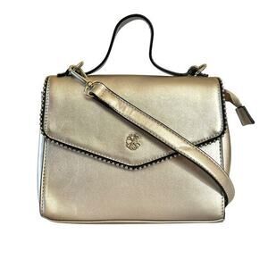 Christian Lacroix CXL Silver Faux Leather Bead Trim Top Handle Crossbody Handbag